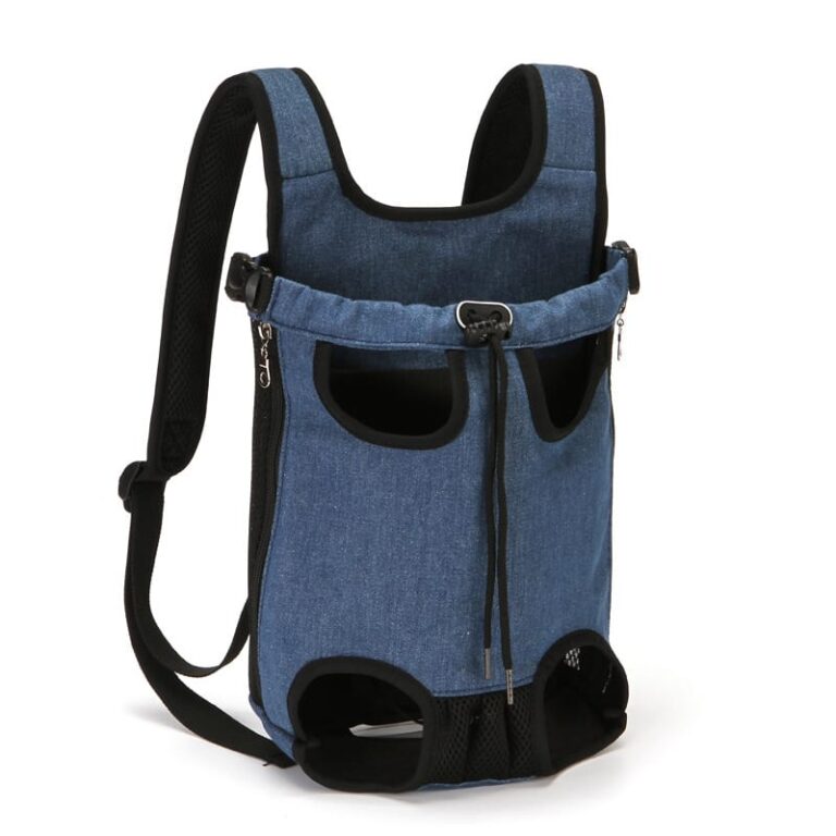 Denim blue backpack pet carrier for dogs