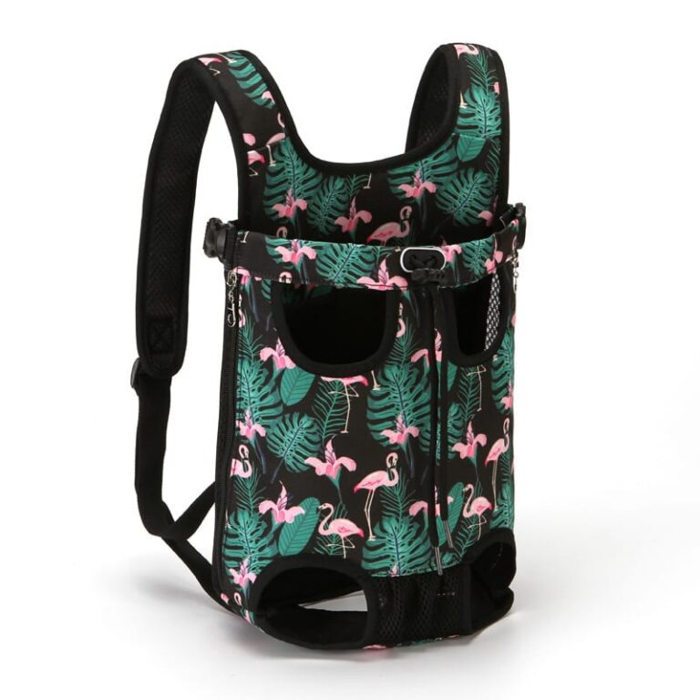 Flamingo print backpack pet carrier for dogs