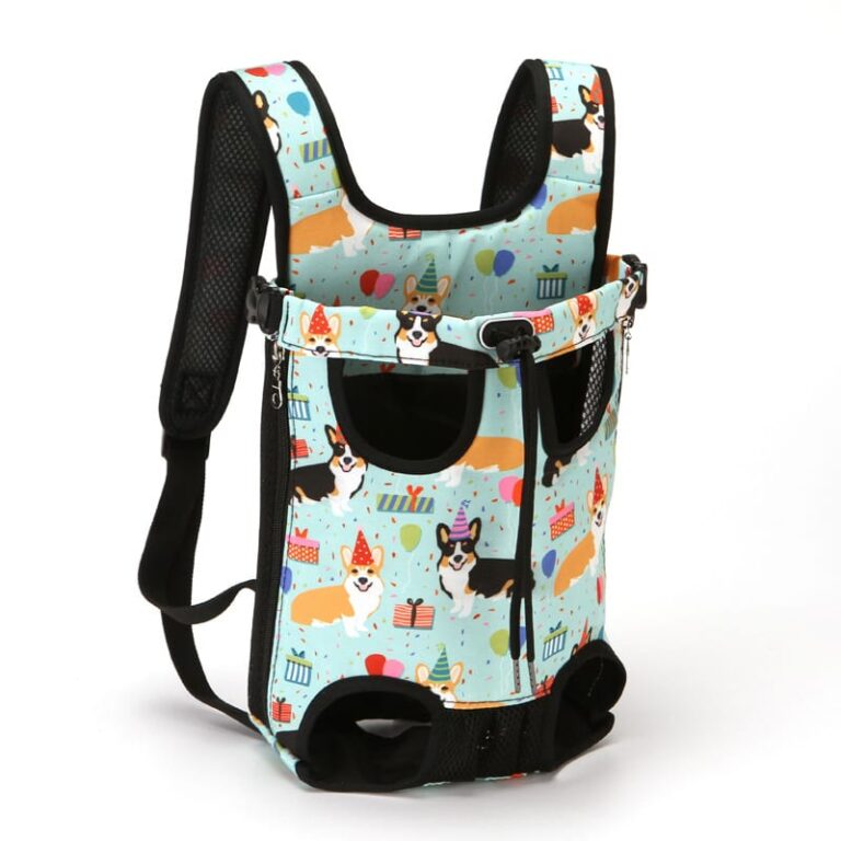 Blue corgi print backpack pet carrier for dogs