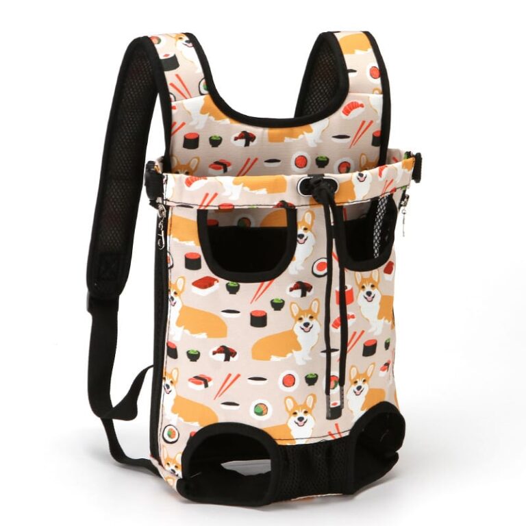 Yellow corgi print backpack pet carrier for dogs