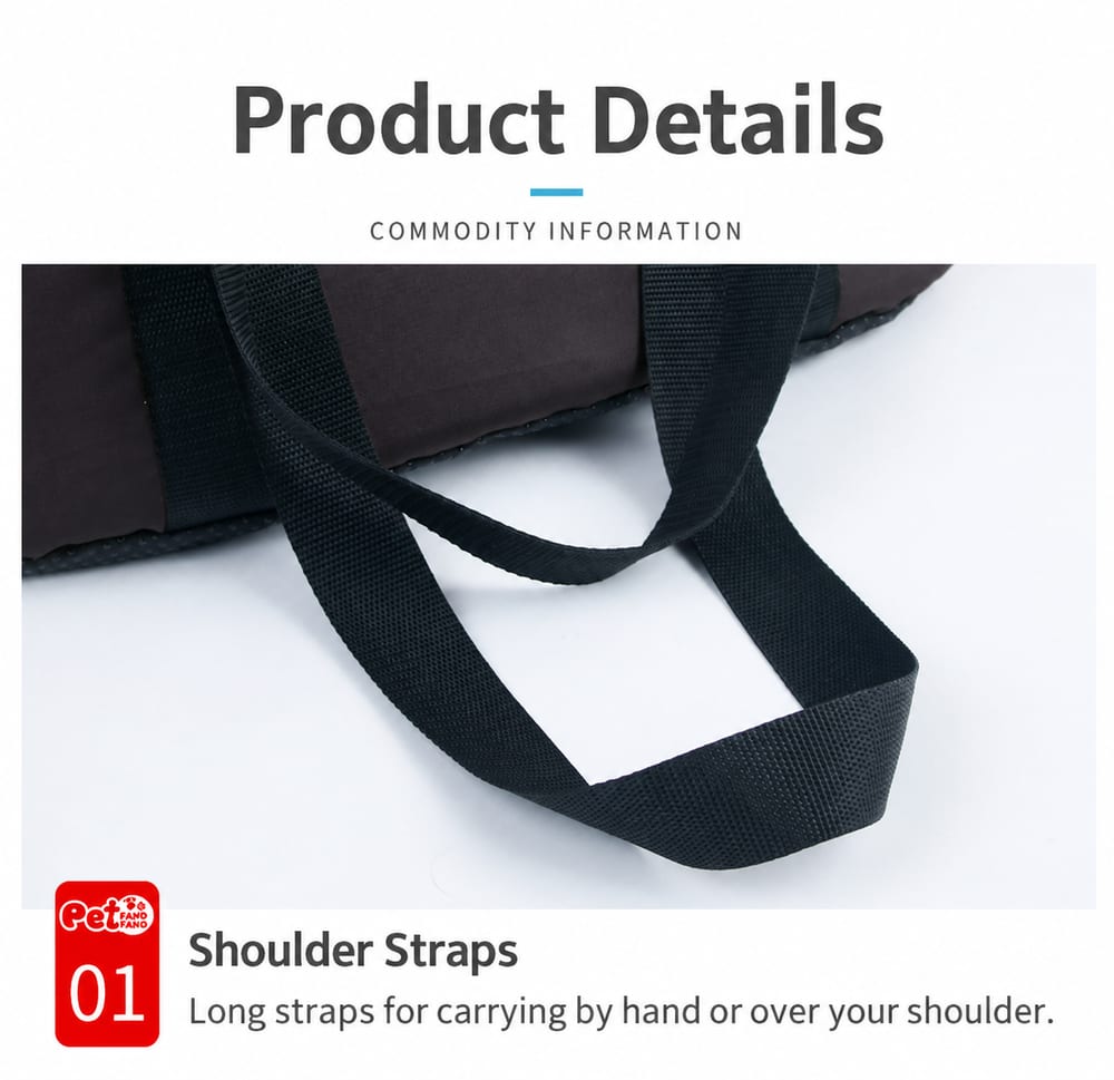 Long shoulder straps on the pet carrier