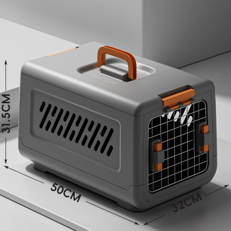 Gray and orange solid-panel carrier dimensions.