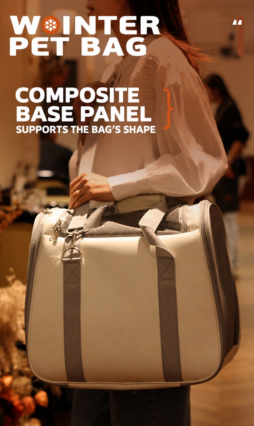 Cat carrier shape supported by its composite base panel