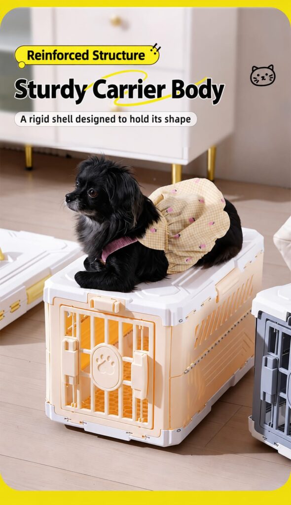 Rigid PP pet carrier body with reinforced structure