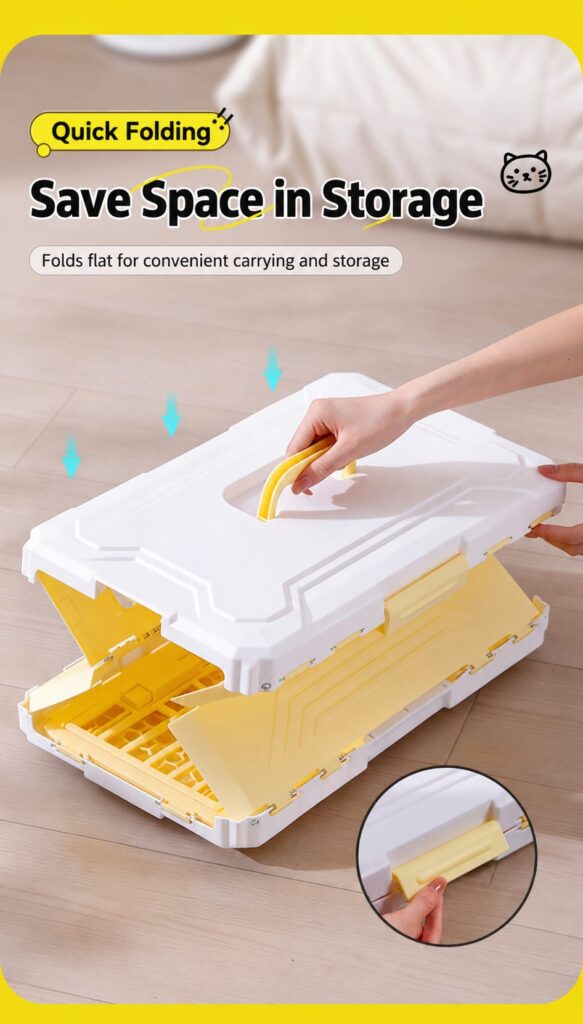 Pet carrier panels folding down for compact storage