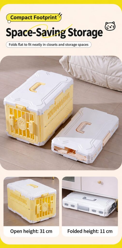 Carrier open at 31 cm high and folded at 11 cm high
