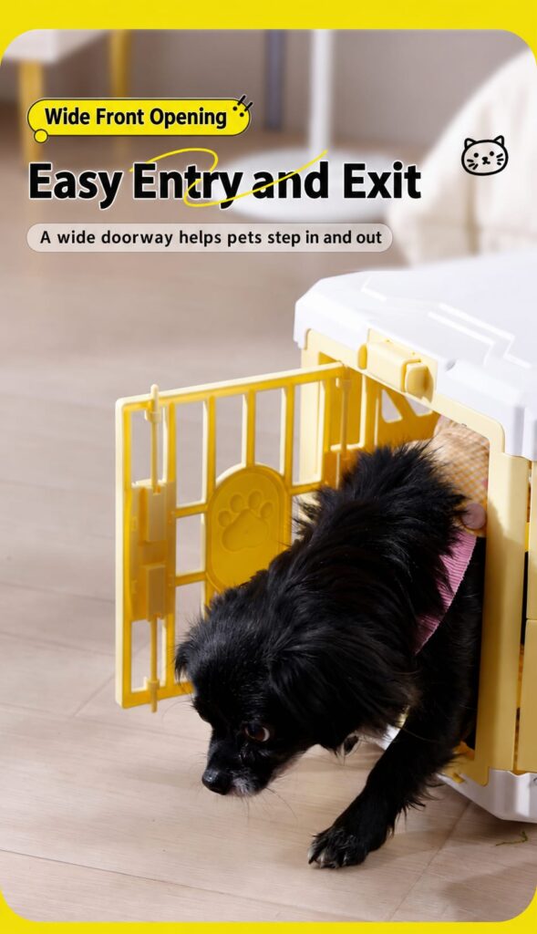Wide front opening for pet entry and exit