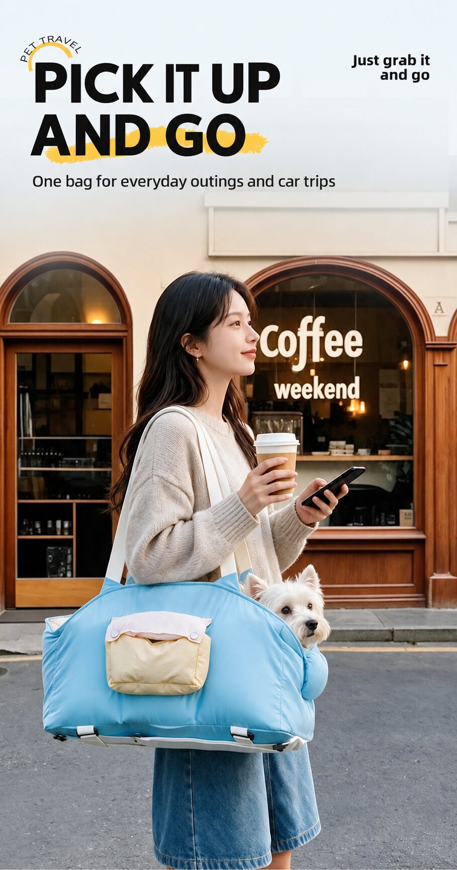 CozyRide carrier worn over the shoulder during an outing