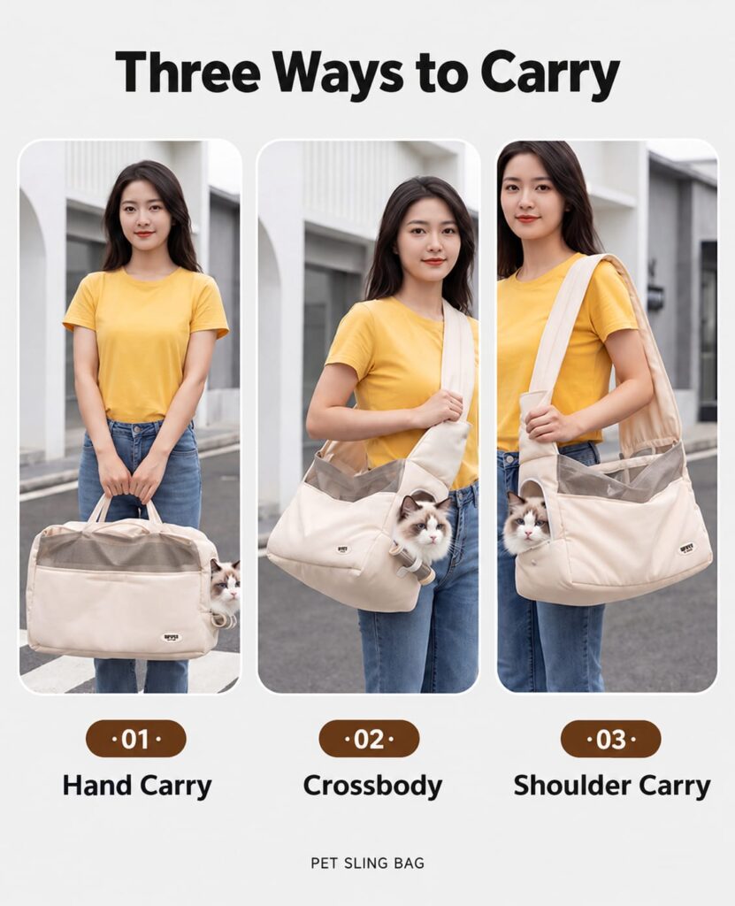 Hand carry, crossbody and shoulder carrying options