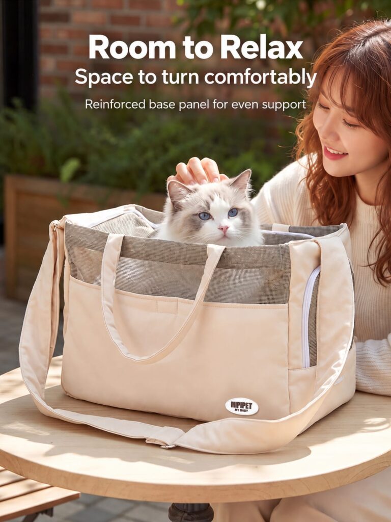 Spacious pet sling bag interior and reinforced base panel