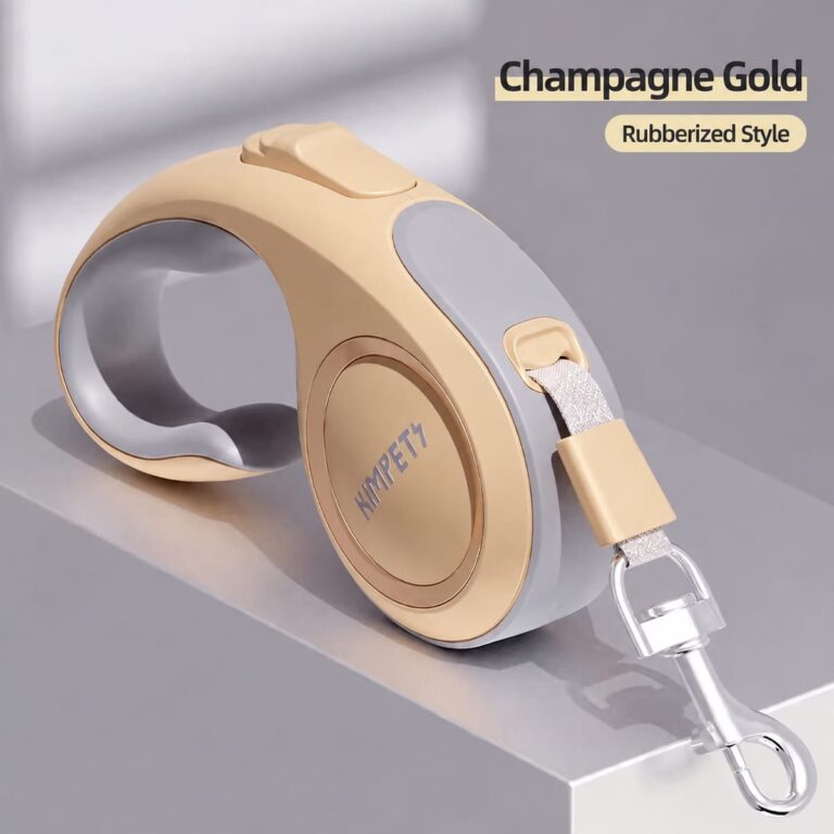 Retractable dog leash option: Champagne Gold — Rubberized