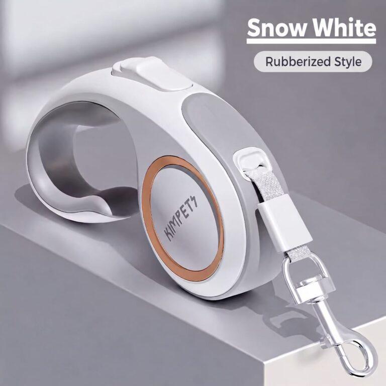 Retractable dog leash option: Snow White — Rubberized