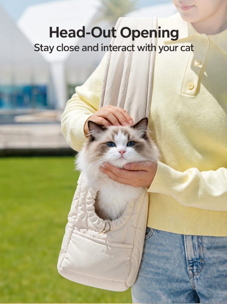 Head-out carrier design for close interaction with a cat